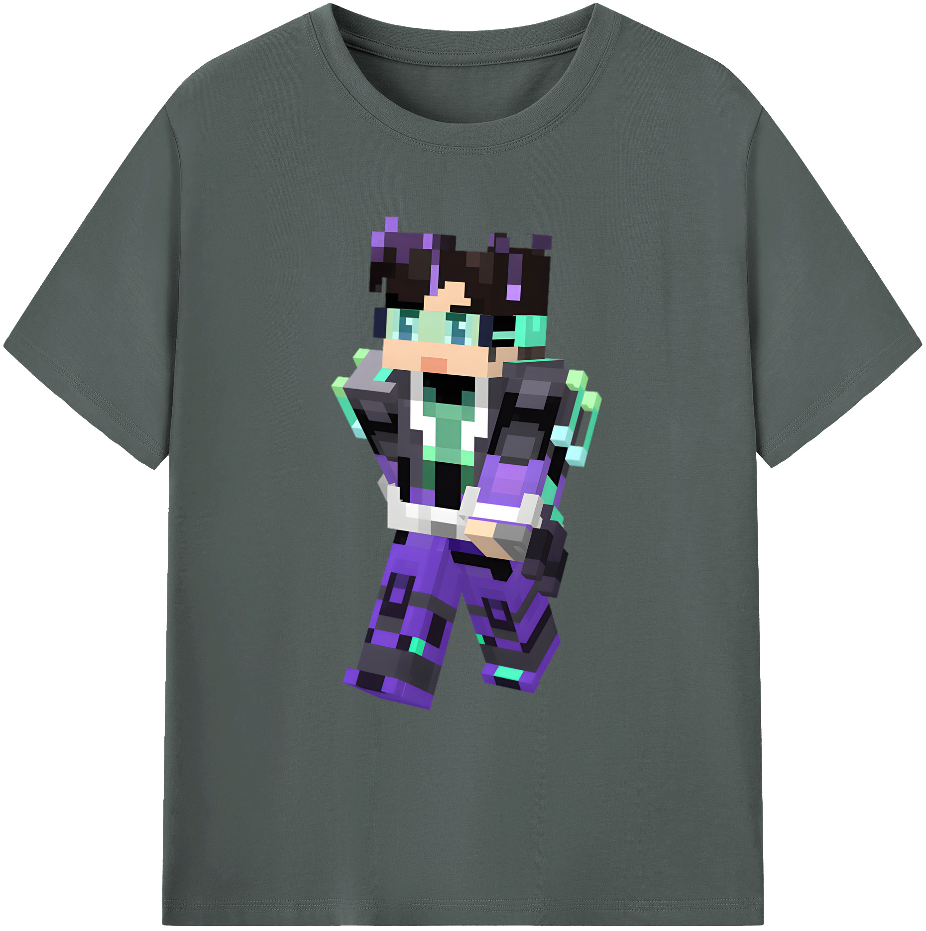 （画像用） マインクラフト ブロックの世界 Minecraft MC Block world 綿100％ メンズ半袖Tシャツ｜肌触りやわらか＆通気性